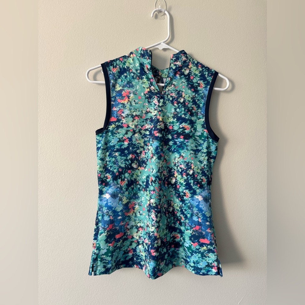Lady Hagen Tops Floral Keyhole Sleeveless Golf Polo Size XS NWT - Picture 6 of 11
